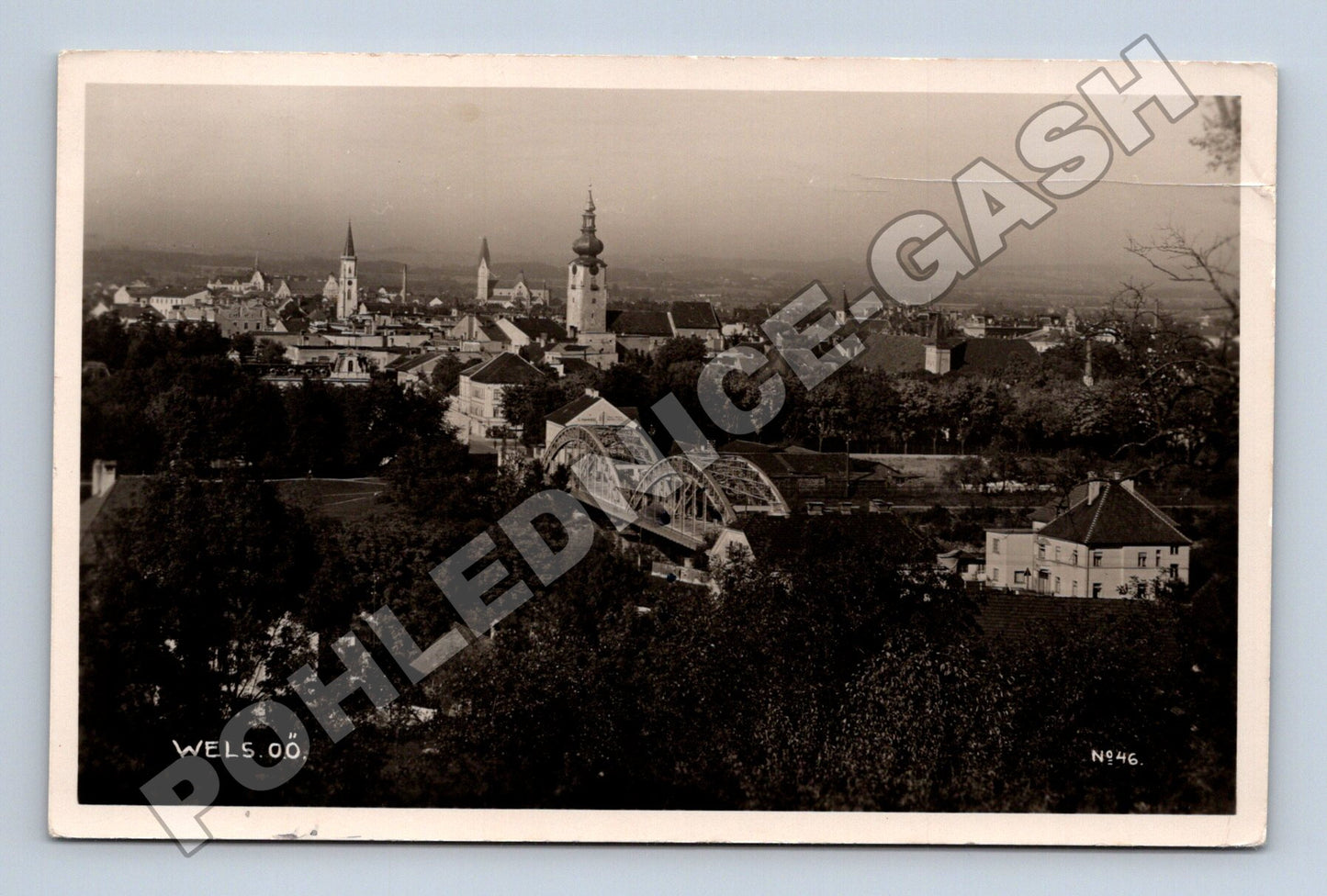 Pohlednice Rakousko Wels panorama s mostem (M33226)