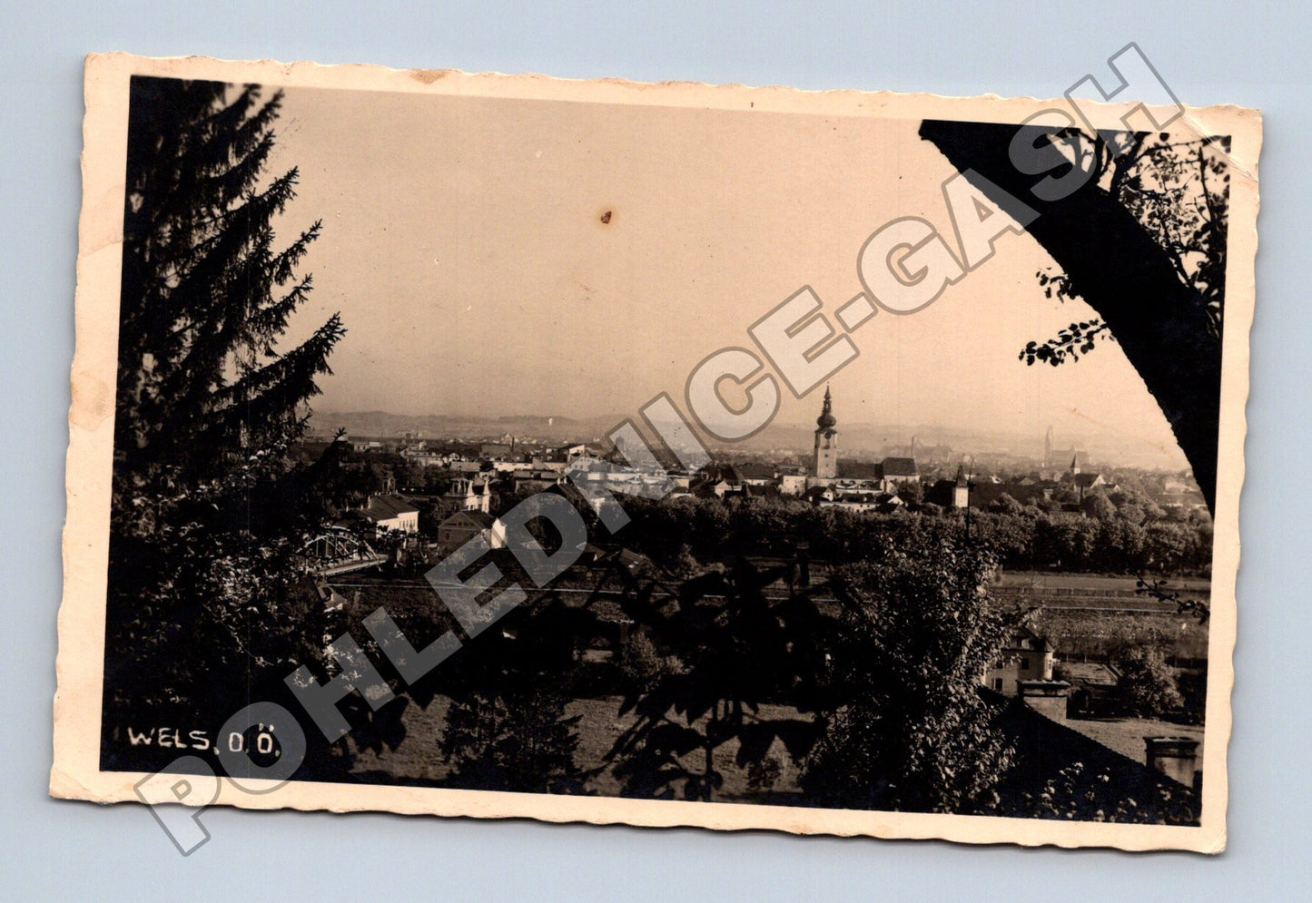 Pohlednice Rakousko Wels město s kostelem 1939 (M33230)
