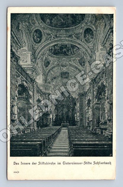 Pohlednice Rakousko Schlierbach interiér kostela 1921 (M33233)