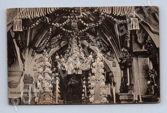 Pohlednice Sedlec Kutná Hora kostnice interiér (M3325)