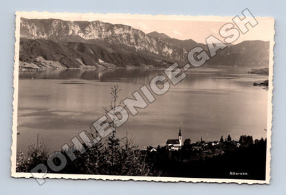 Pohlednice Rakousko Attersee jezero a vesnice 1937 (M33252)