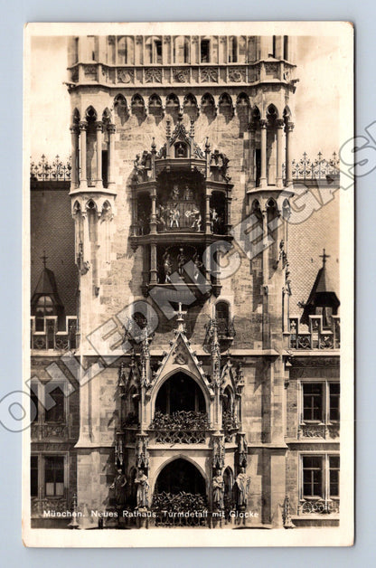 Pohlednice Německo Mnichov Nová radnice detail věže 1937 (M33257)