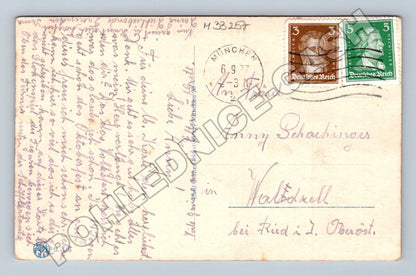 Pohlednice Německo Mnichov Nová radnice detail věže 1937 (M33257)