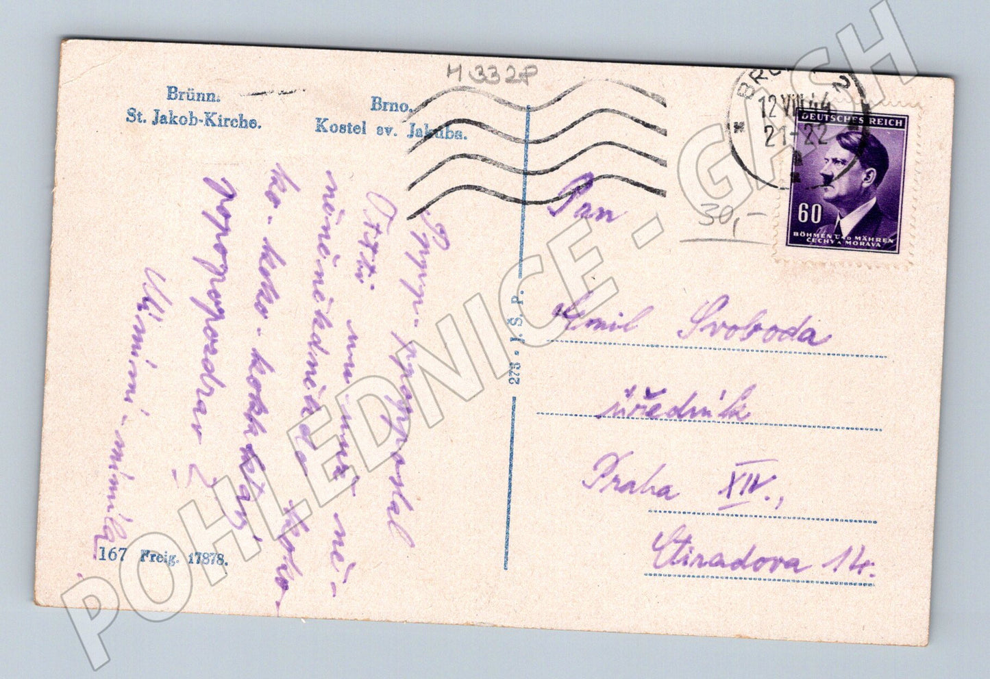 Pohlednice Brno kostel svatého Jakuba náměstí (M3328)