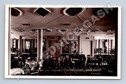 Pohlednice Francie Paquebot Normandie Salon Classe Touriste (M33284)