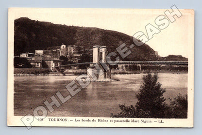 Pohlednice Francie Tournon nábřeží Rhôny a lávka Marc Seguin (M33286)