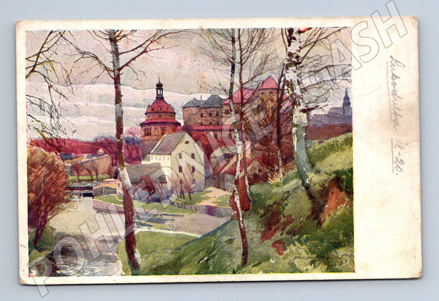 Pohlednice Jindřichův Hradec zámek kresba (M3330)