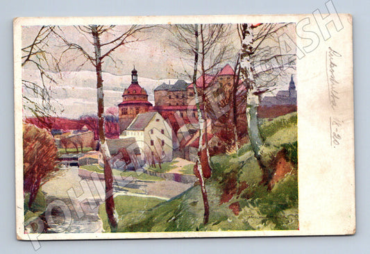 Pohlednice Jindřichův Hradec zámek kresba (M3330)