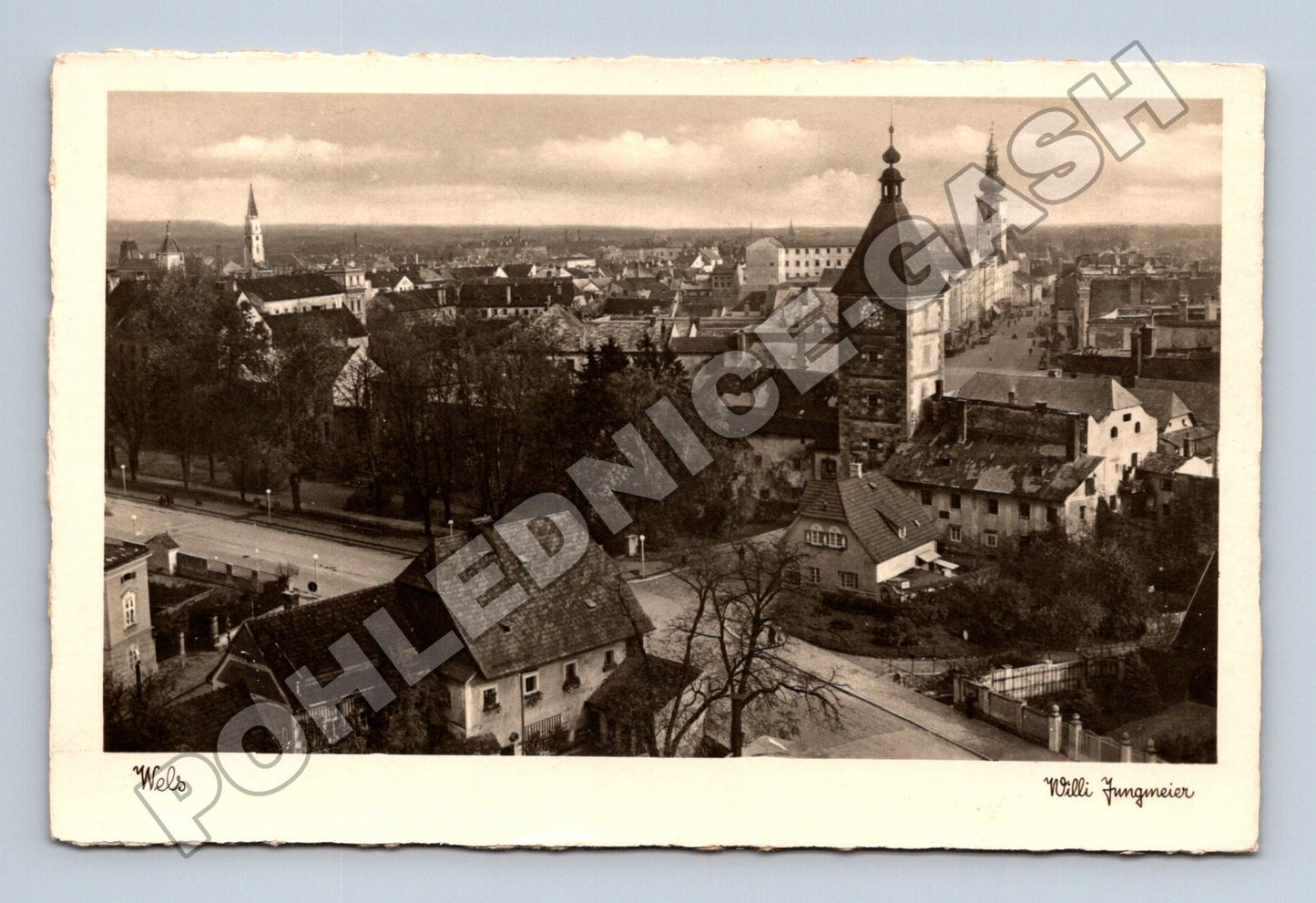 Pohlednice Rakousko Wels panorama města 1942 (M33319)