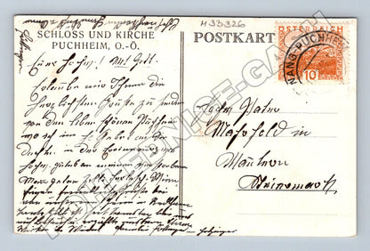 Pohlednice Rakousko Puchheim zámek a kostel (M33326)