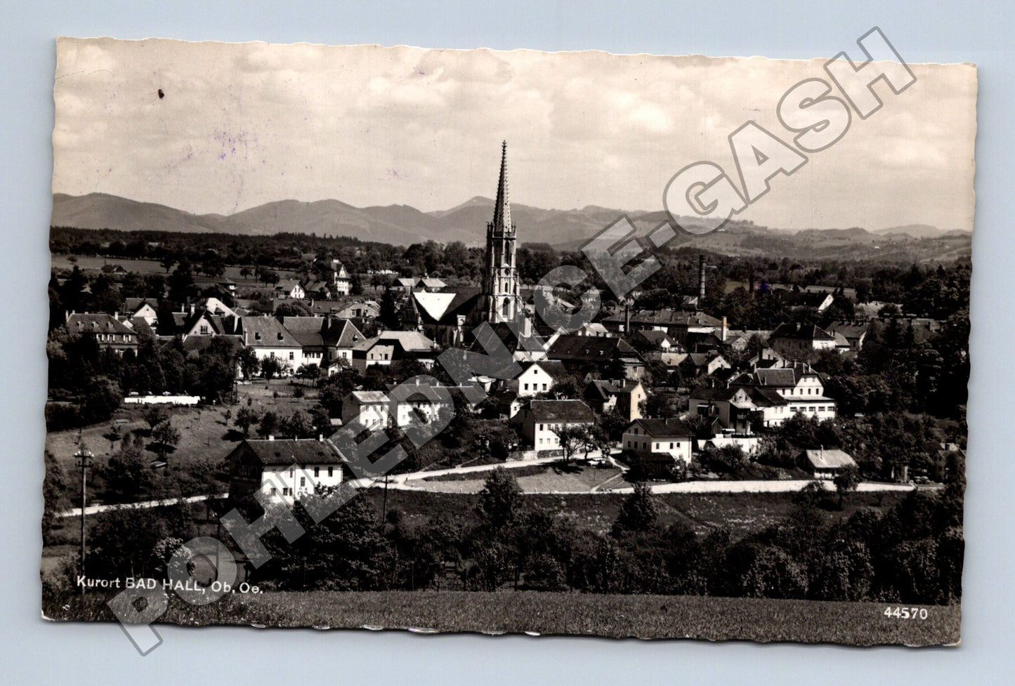 Pohlednice Rakousko Bad Hall město s kostelem 1953 (M33357)