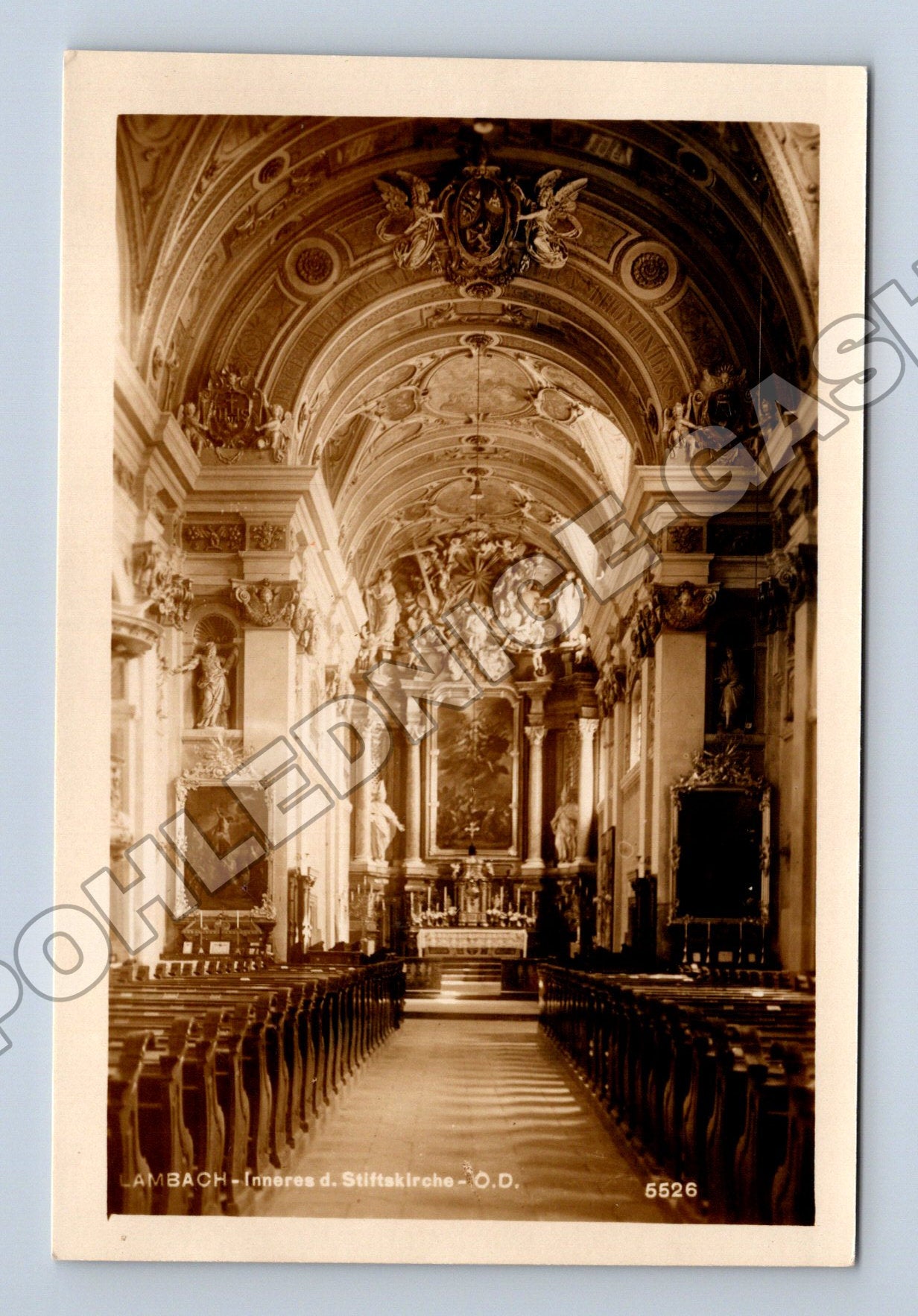 Pohlednice Rakousko Lambach interiér kostela (M33408)