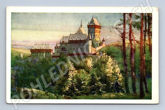 Pohlednice Karlštejn malba O Schmidt (M3342)
