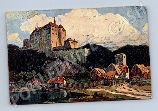 Pohlednice Šternberk nad Sázavou malovaný motiv (M3343)