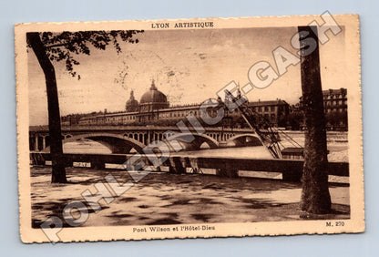 Pohlednice Francie Lyon Pont Wilson a l'Hôtel-Dieu 1933 (M33456)