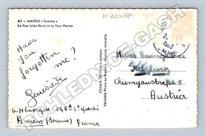Pohlednice Francie Amiens ulice La Rue Jules Barni 1953 (M33458)