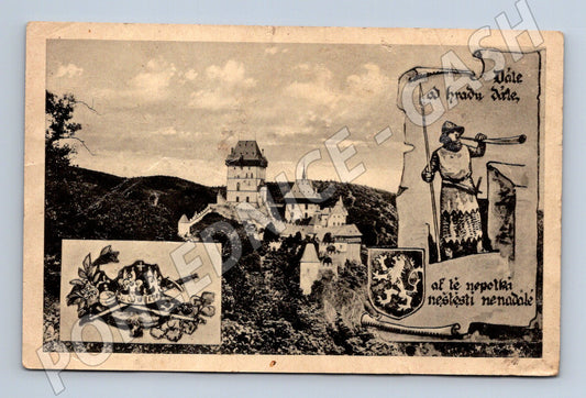 Pohlednice Karlštejn český hrad motiv (M3346)