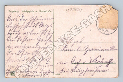 Pohlednice Německo Augsburg Königsplatz m. Annastraße 1920 (M33504)