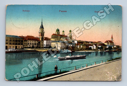 Pohlednice Německo Passau řeka a panorama města cca 1920 (M33505)