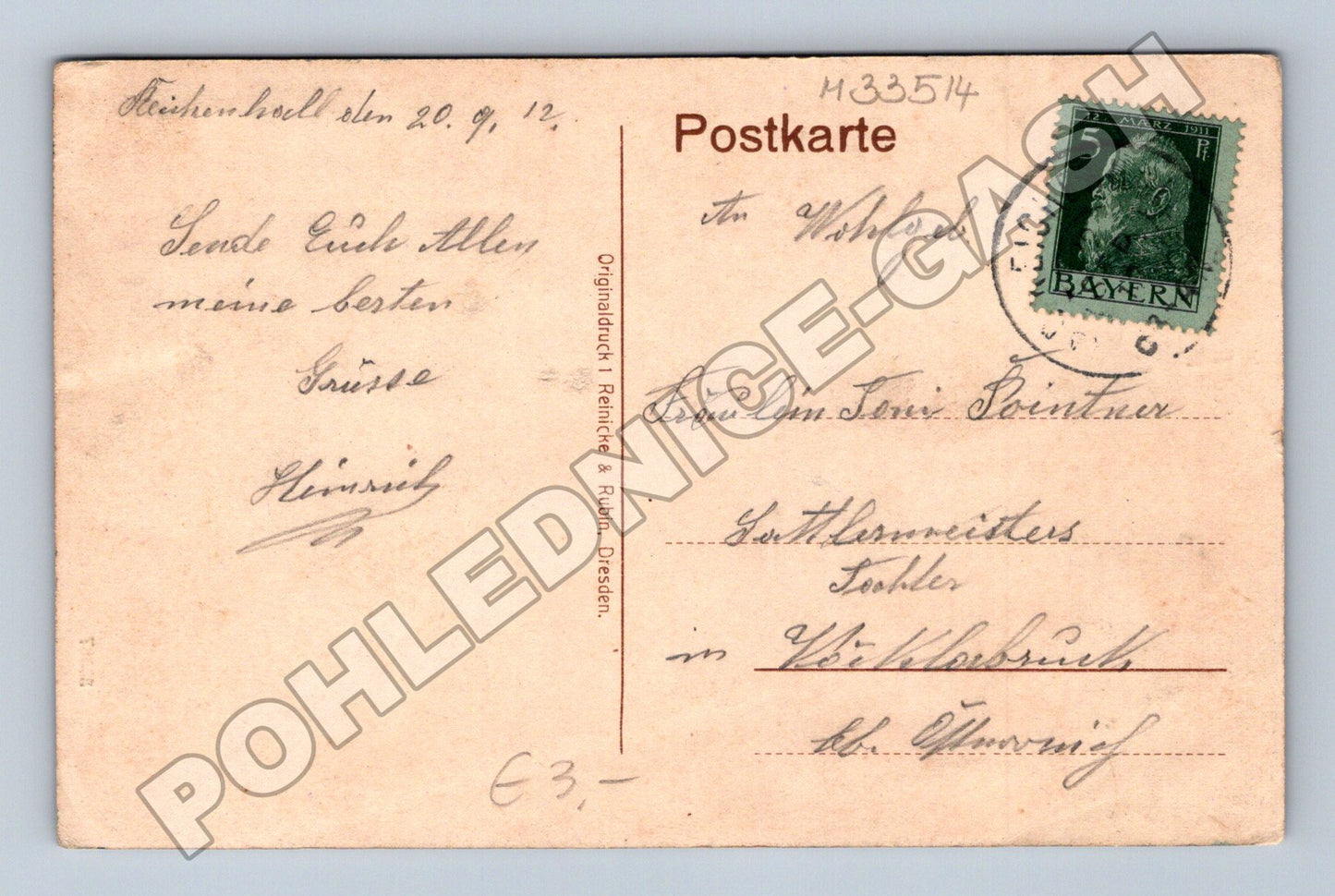 Pohlednice Německo Bad Reichenhall Wasserfall 1912 (M33514)