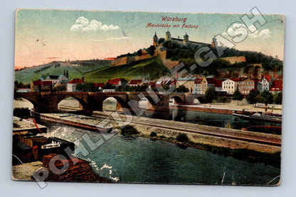 Pohlednice Německo Würzburg Mainbrücke Festung 1922 (M33517)