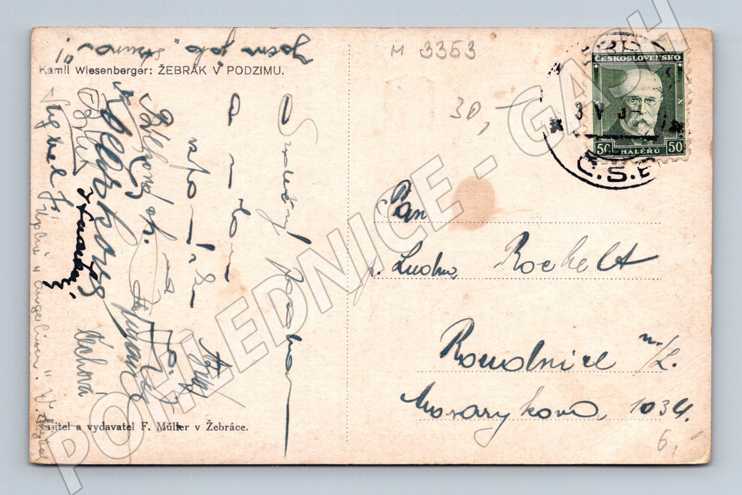 Pohlednice Žebrák podzimní motiv (M3353)