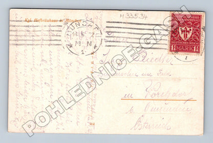 Pohlednice Německo Hofbräuhaus Mnichov 1922 (M33534)