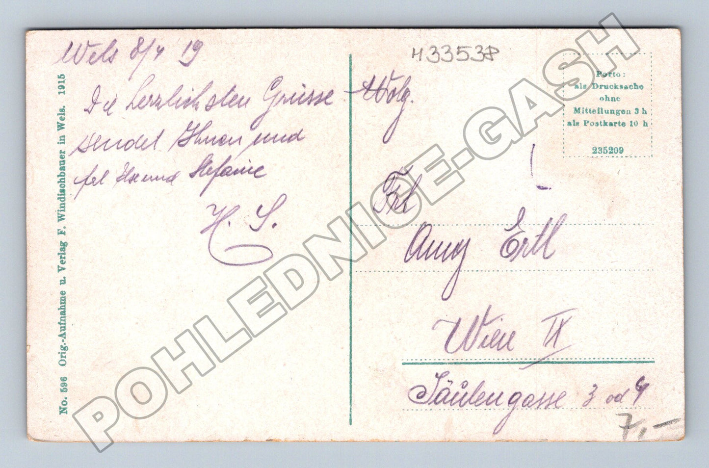 Pohlednice Rakousko Wels Ledererturm 1915 (M33538)