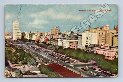 Pohlednice Argentina Buenos Aires Avenida 9 de Julio 1954 (M33546)