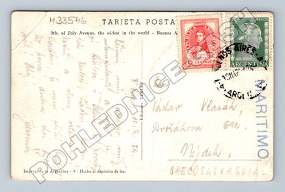 Pohlednice Argentina Buenos Aires Avenida 9 de Julio 1954 (M33546)