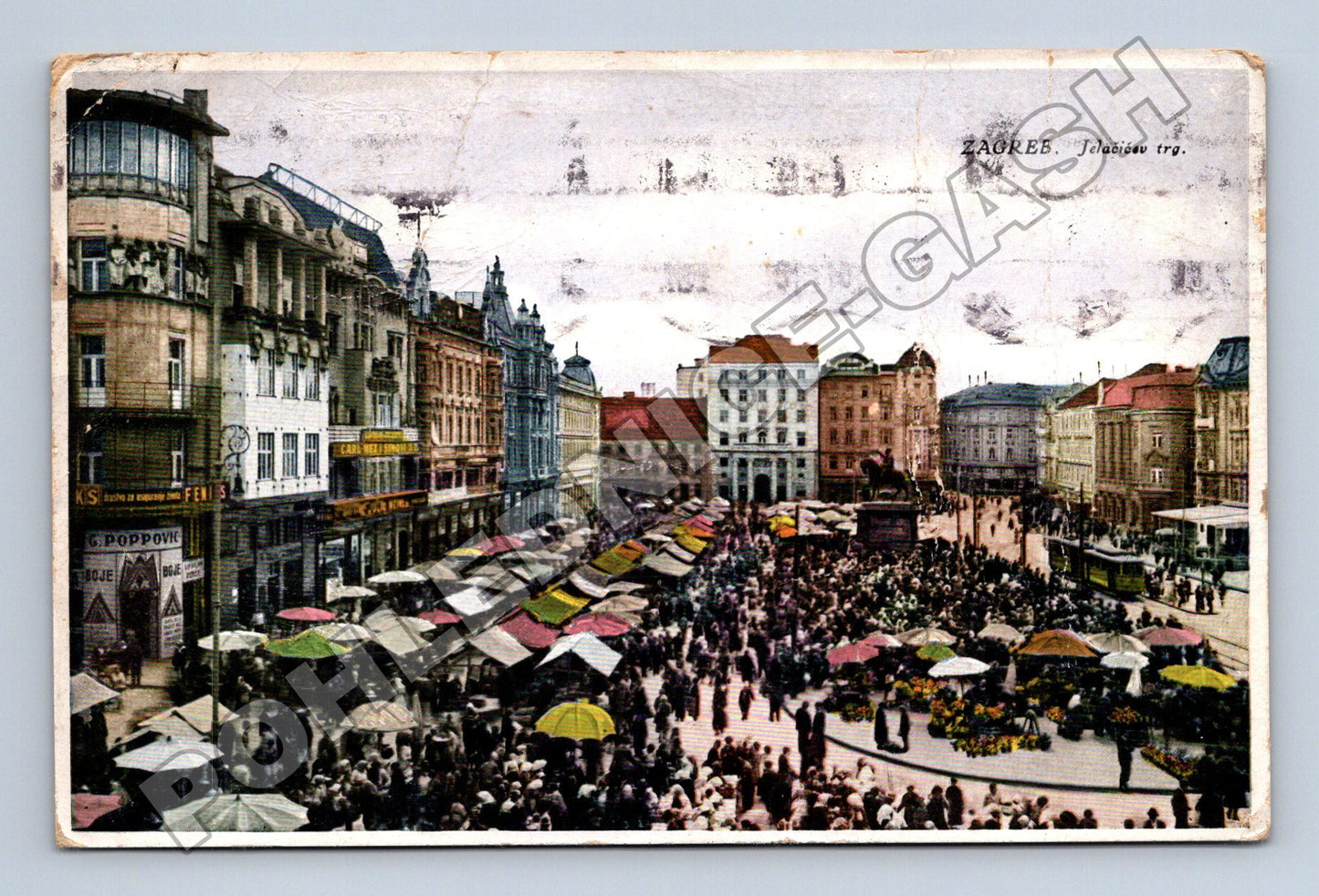 Pohlednice Chorvatsko Zagreb Jelačićův trg trh 1928 (M33559)