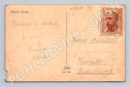 Pohlednice Blatná zámek 1950 (M3358)