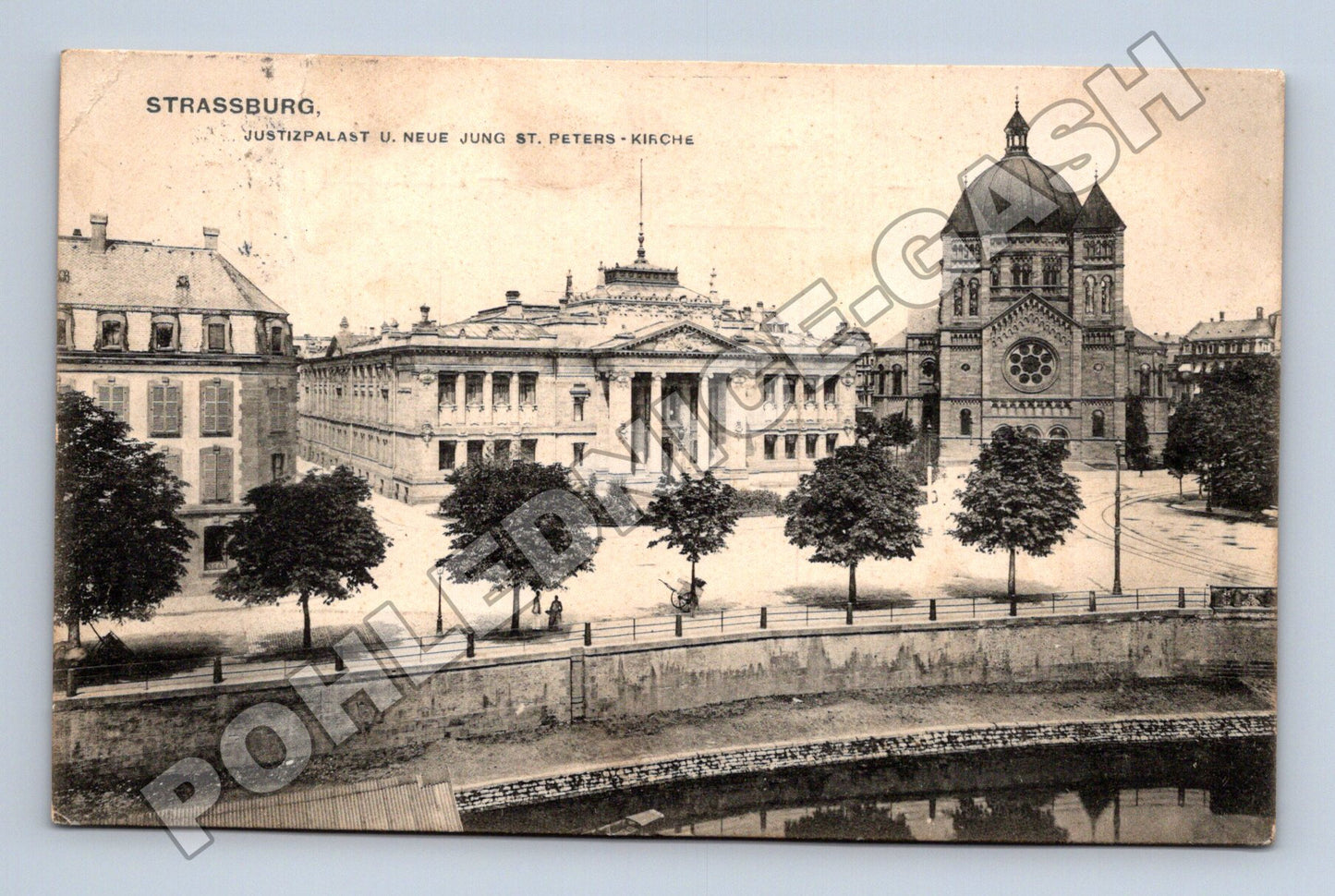 Pohlednice Německo Strassburg Justizpalast a kostel 1906 (M33598)
