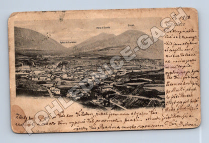Pohlednice Itálie Cavalese město a hory 1908 (M33600)