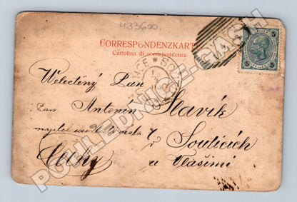 Pohlednice Itálie Cavalese město a hory 1908 (M33600)