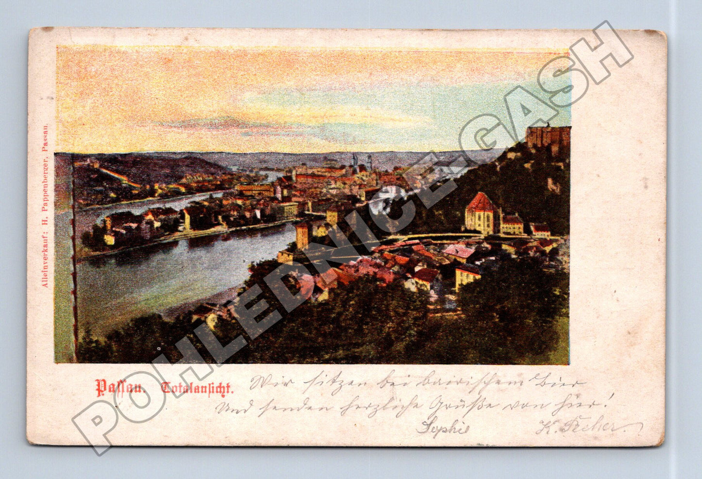 Pohlednice Německo Passau celkový pohled 1896 (M33605)