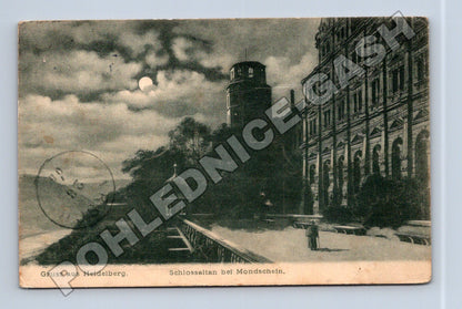 Pohlednice Německo Heidelberg hrad měsíční svit 1905 (M33608)