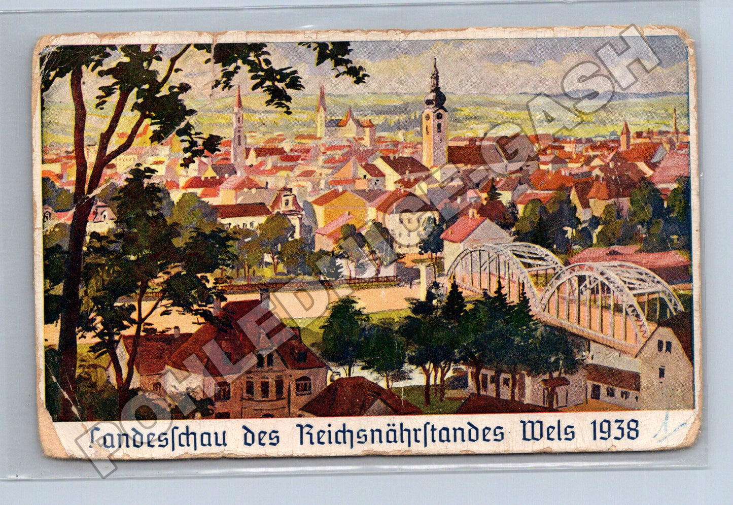 Pohlednice Rakousko Wels panorama města 1938 (M33625)