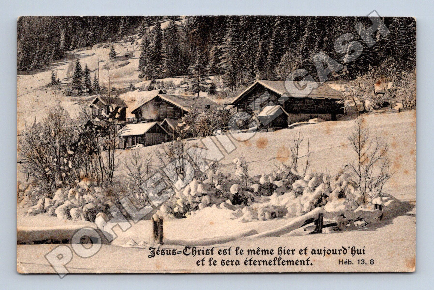 Pohlednice Švýcarsko zimní krajina chalupy 1909 (M33627)