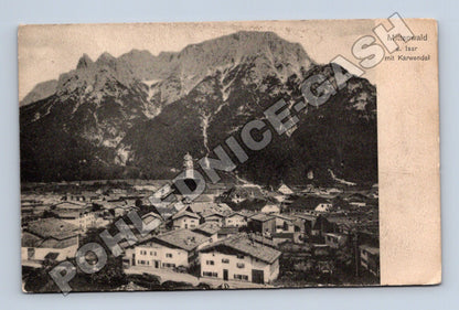 Pohlednice Německo Mittenwald město s horami 1907 (M33654)