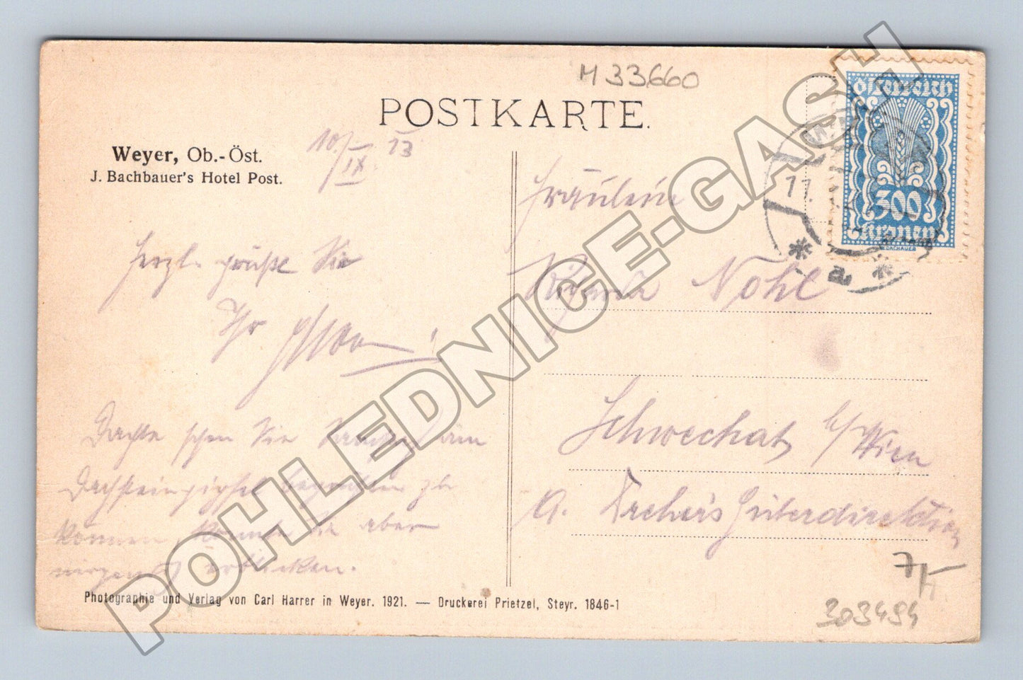 Pohlednice Rakousko Weyer Hotel Post 1921 (M33660)