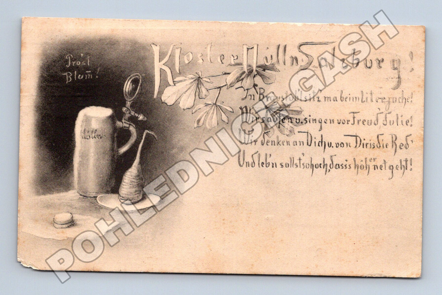 Pohlednice Rakousko Salzburg pivní korbel 1909 (M33681)