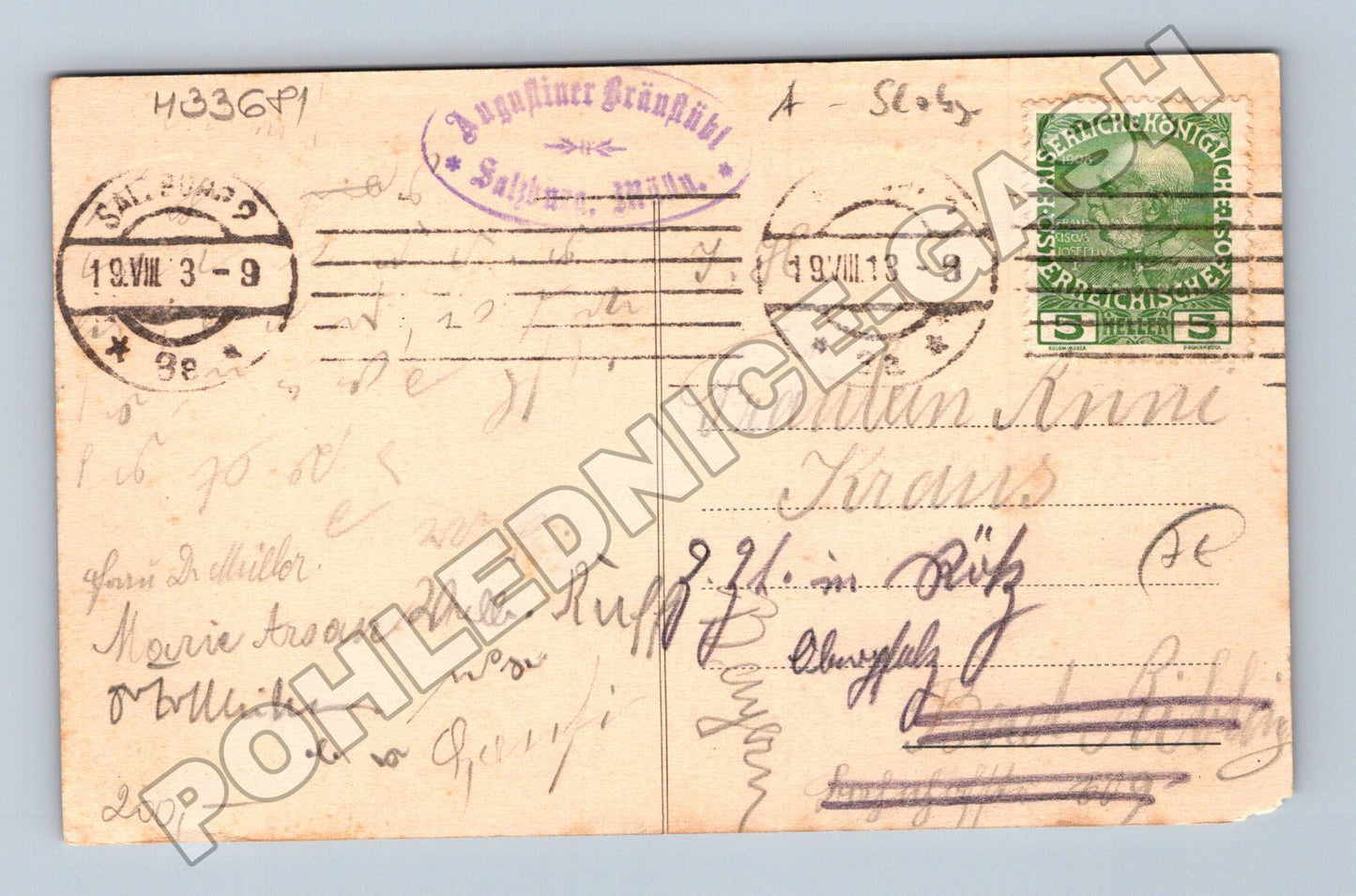Pohlednice Rakousko Salzburg pivní korbel 1909 (M33681)