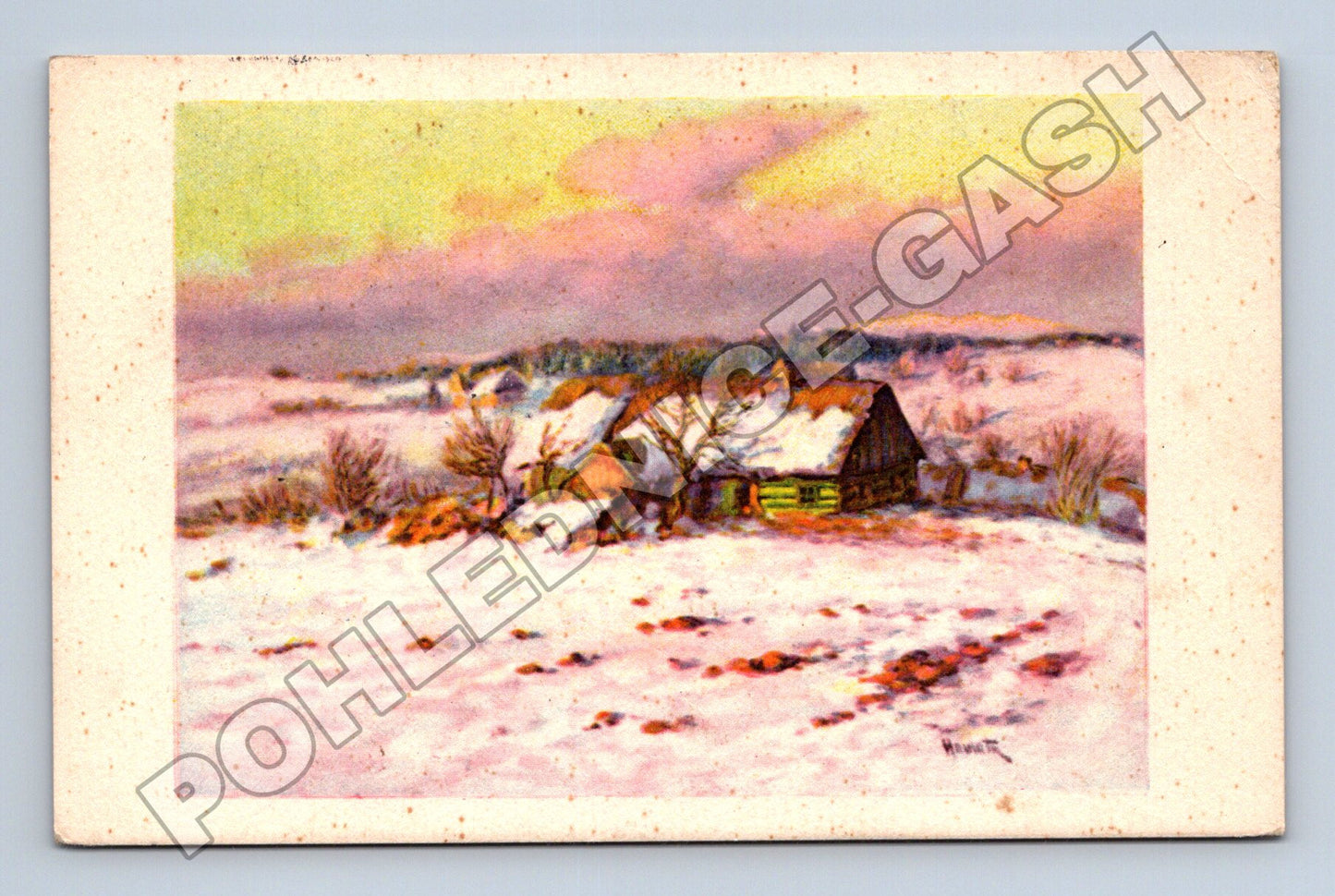 Pohlednice Zimní krajina s chalupami 1941 (M33708)