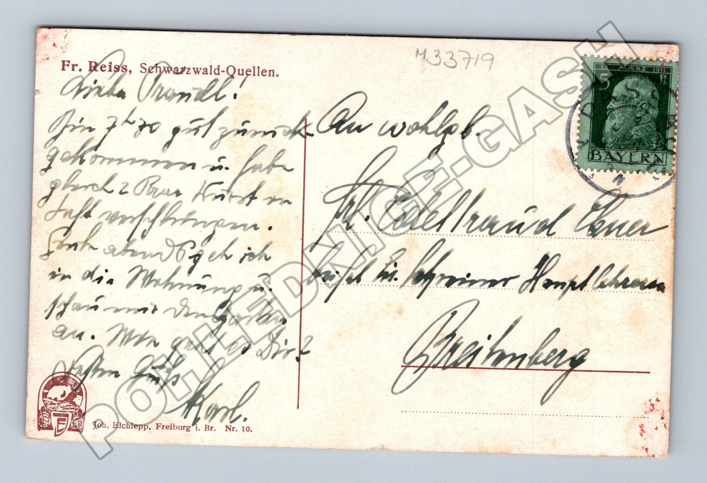 Pohlednice Německo Schwarzwald F. Reis 1912 (M33719)