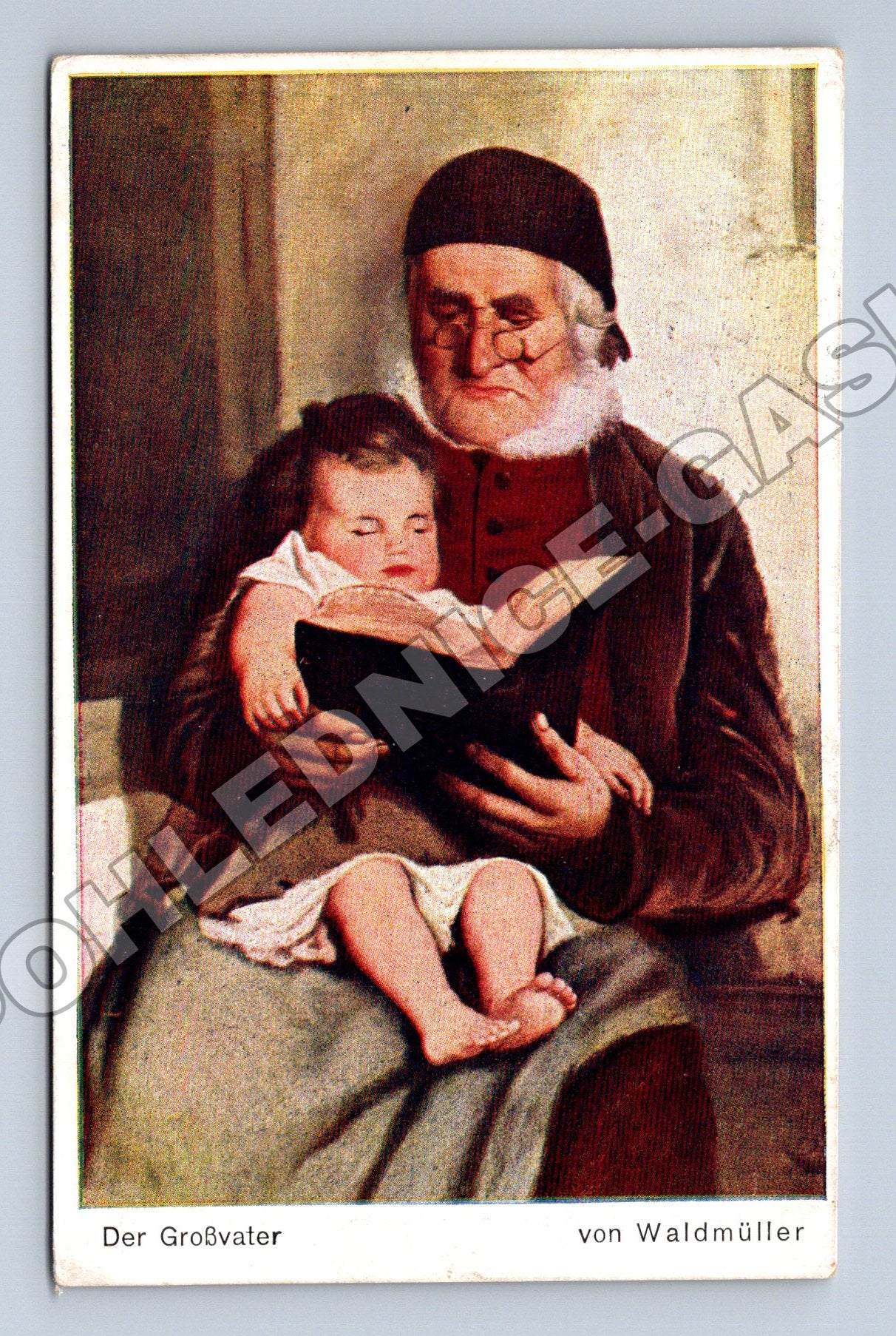 Pohlednice Waldmüller Dědeček čte dítěti 1914-1918 (M33720)