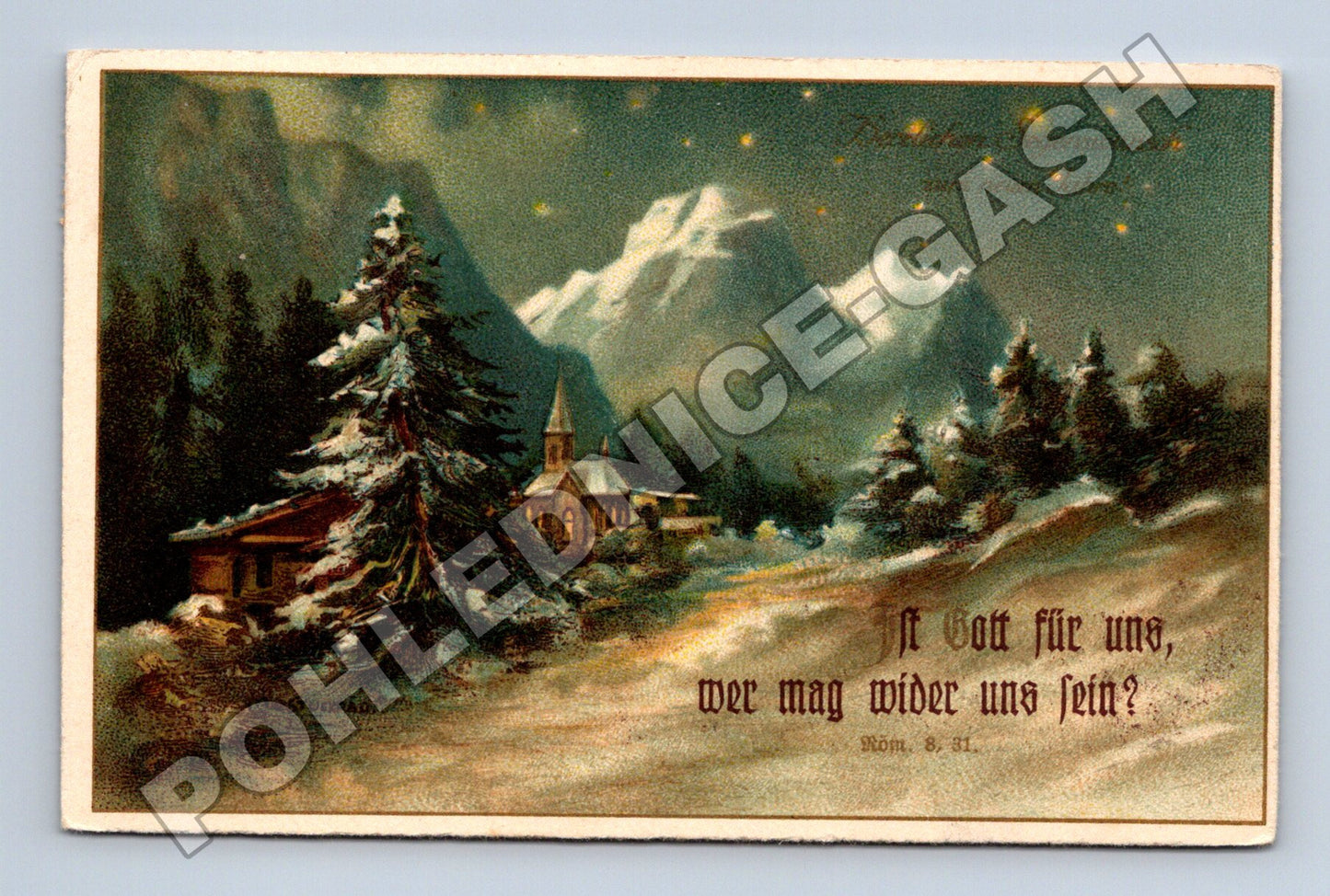 Pohlednice Švýcarsko Vánoční motiv kostel v horách 1926 (M33729)