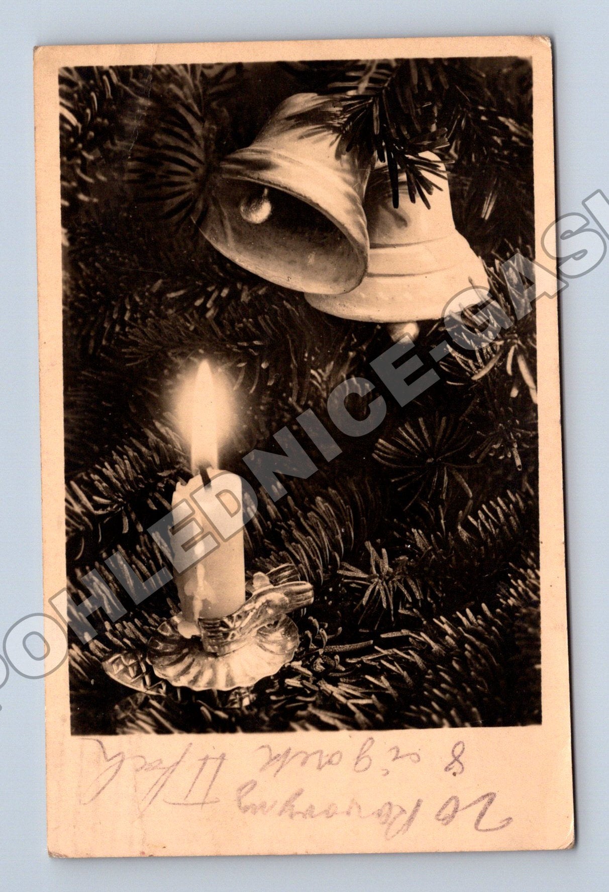 Pohlednice Vánoční svíčka a zvonky 1945 (M33730)