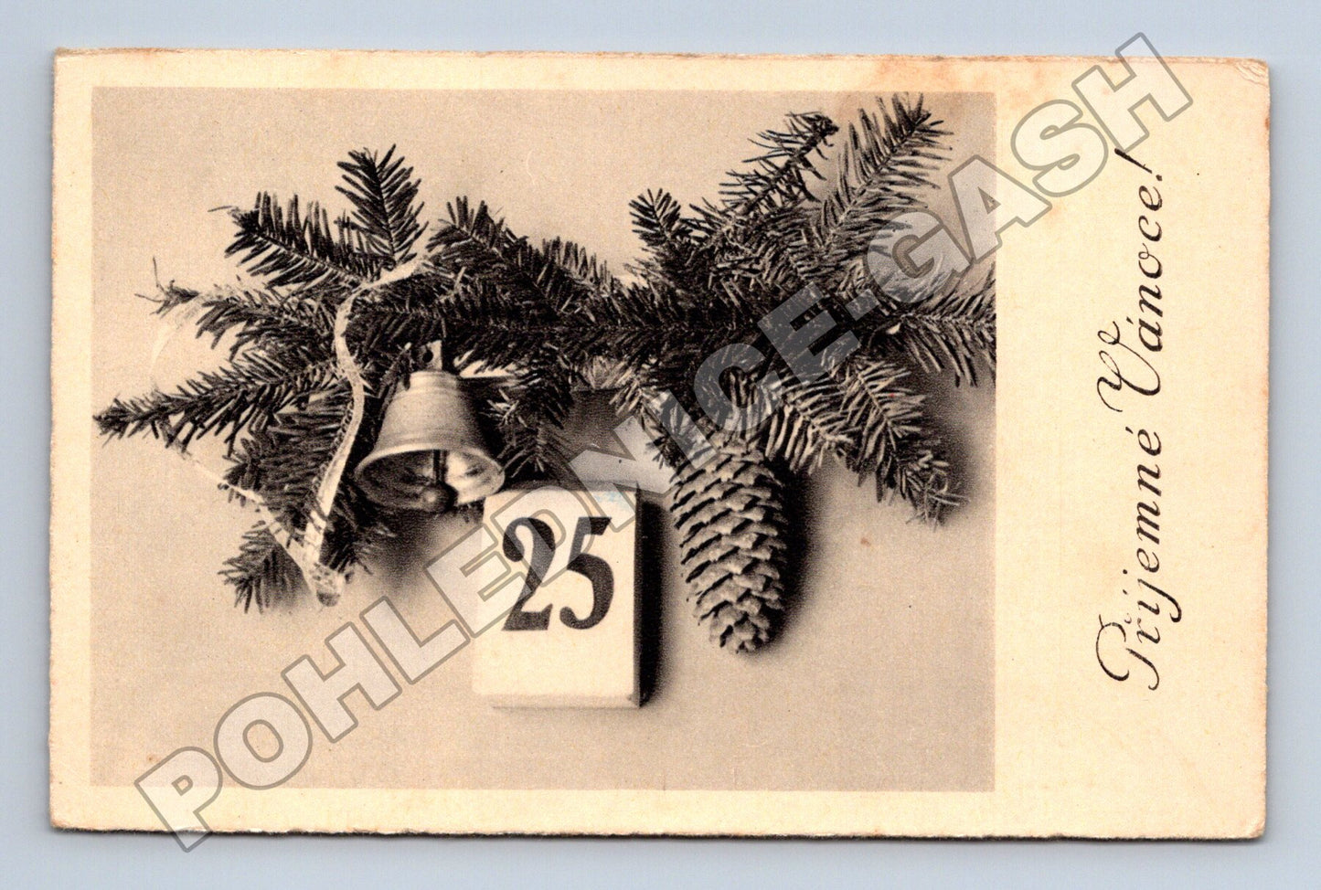 Pohlednice Vánoční motiv zvonek a 25 (M33740)