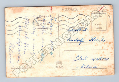 Pohlednice Beroun děti ve sněhu Vánoce 1958 (M33753)